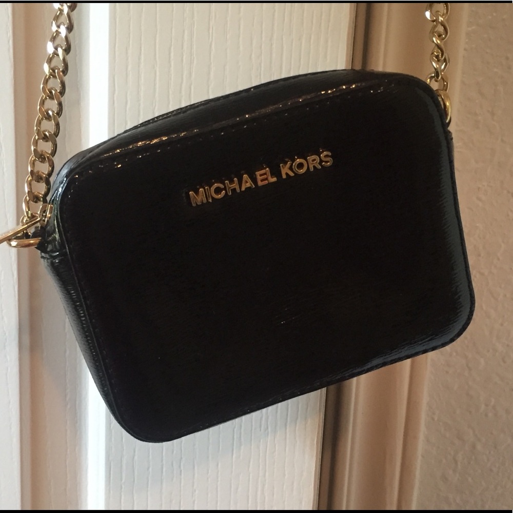 Michael Kors Black Patent Crossbody Handbag